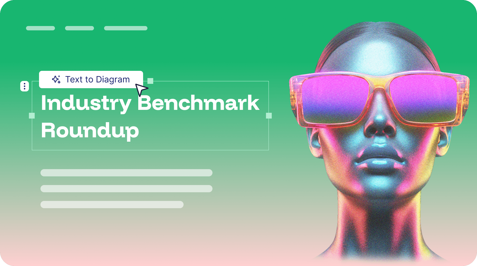 AI slide Industry Benchmark Roundup with neon-style portrait